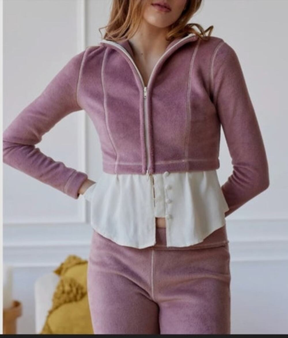 Out From Under Bethany Fleece Zip-Up Cropped Jacket Size Small